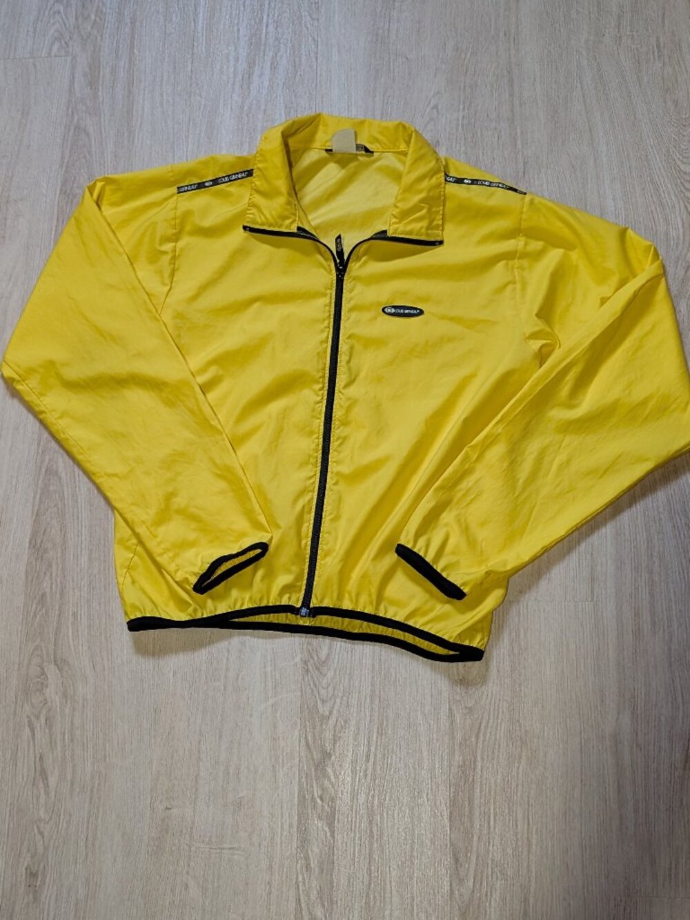 Vintage Bright Yellow Louis Garneau Windbreaker Cycling Rain Jacket Men's XL